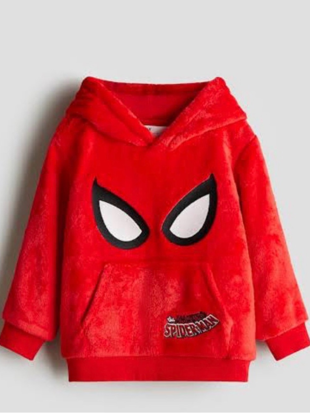 H&M TeddyFleece Boys Red Spider-Man Hoodie Size 6X/7 Amazing Spider-Man Fleece